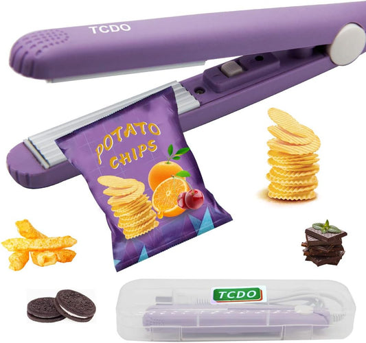 Bag Sealer Heat Sealer Chip Bag Sealer Heat Seal  Handheld Bag Sealer for Food Storage,Portable Sealer Machine for Snack Bags Plastic Bags, Food Bag. (Dark Purple)